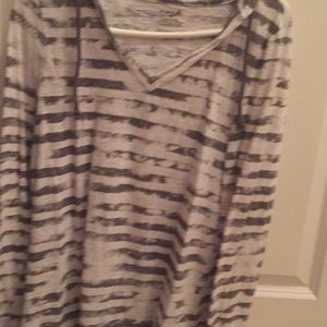 Grey striped hooded top
